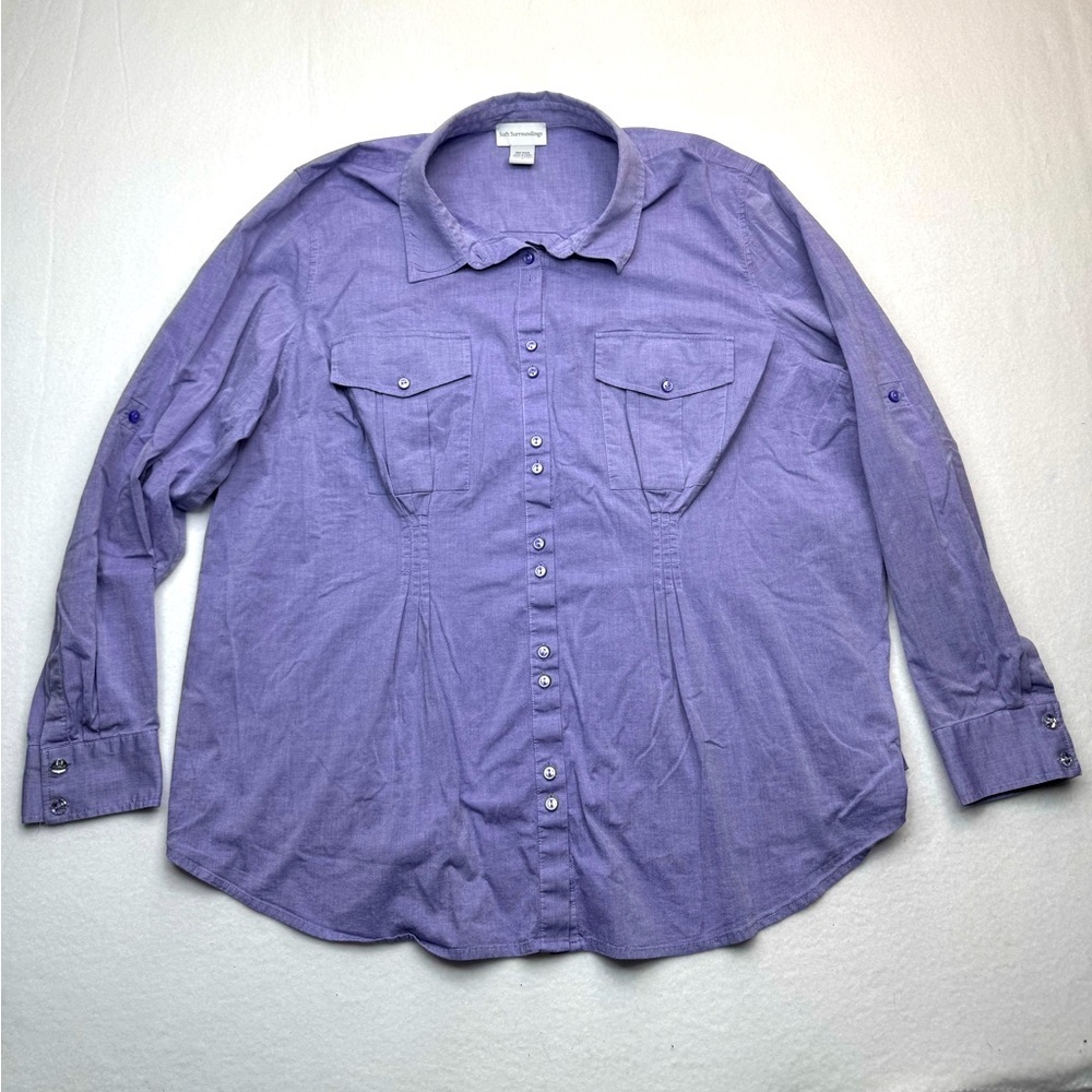 Soft Surroundings Lavender Button-Down Shirt
